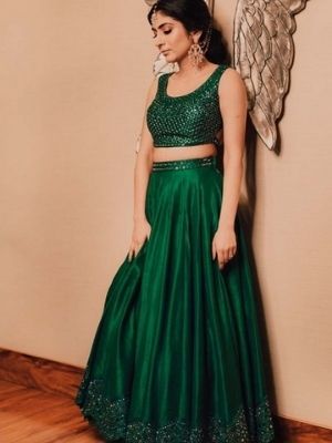 Dark Green Lehenga for Mehndi