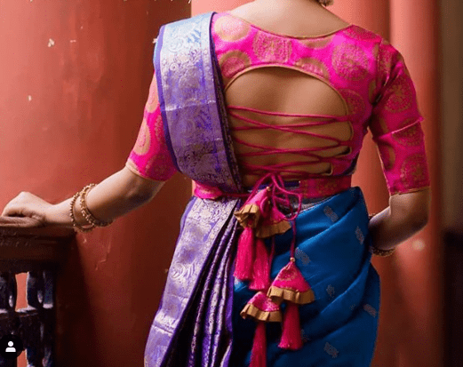 Pattu saree back neck designs