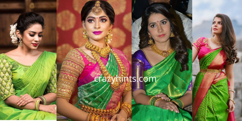 You are currently viewing Green Saree Contrast Blouse Combinations