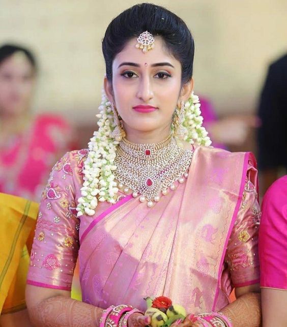 Pink saree with Pink Blouse