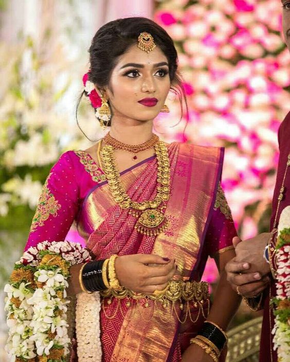 Pink saree with Pink Blouse