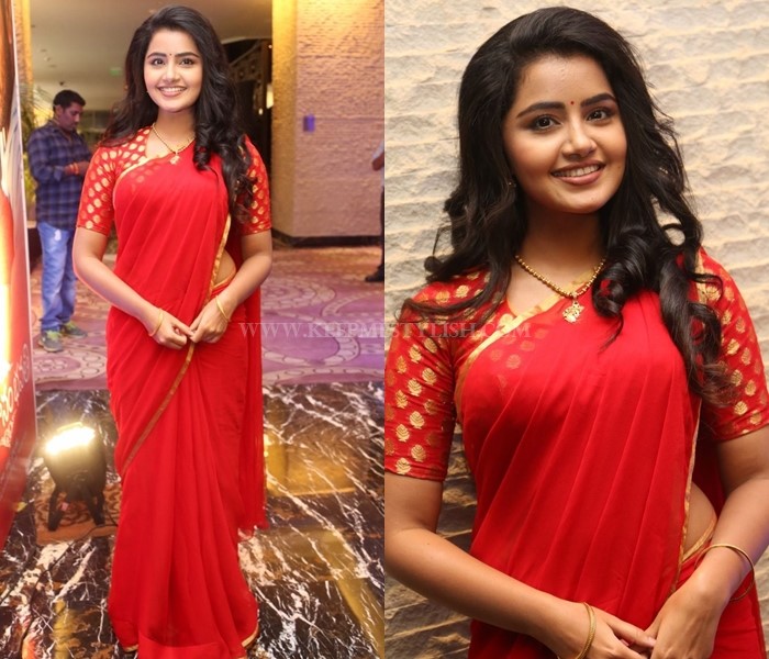 Plain Red Saree with red Blouse