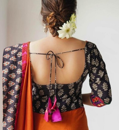 round shape back neck blouse designs