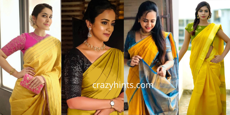 You are currently viewing Plain Yellow Saree with Contrast Blouse