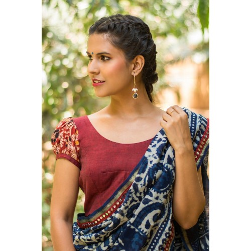 Puff Sleeve Cotton Saree Blouse