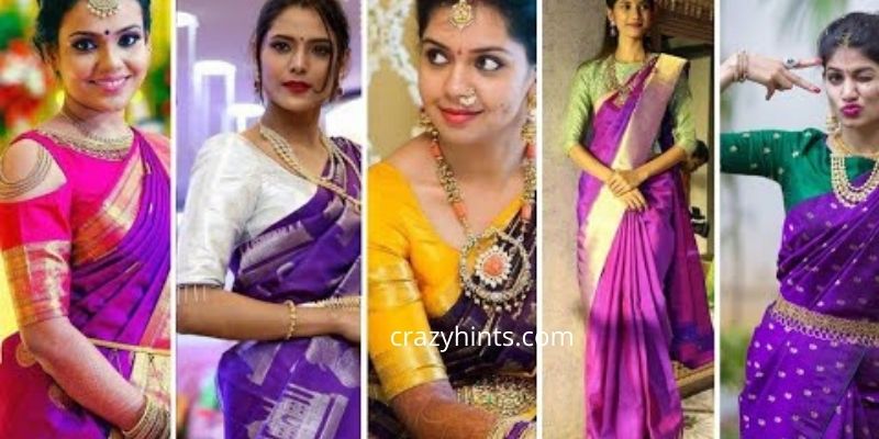 You are currently viewing Purple Saree Contrast Blouse Designs