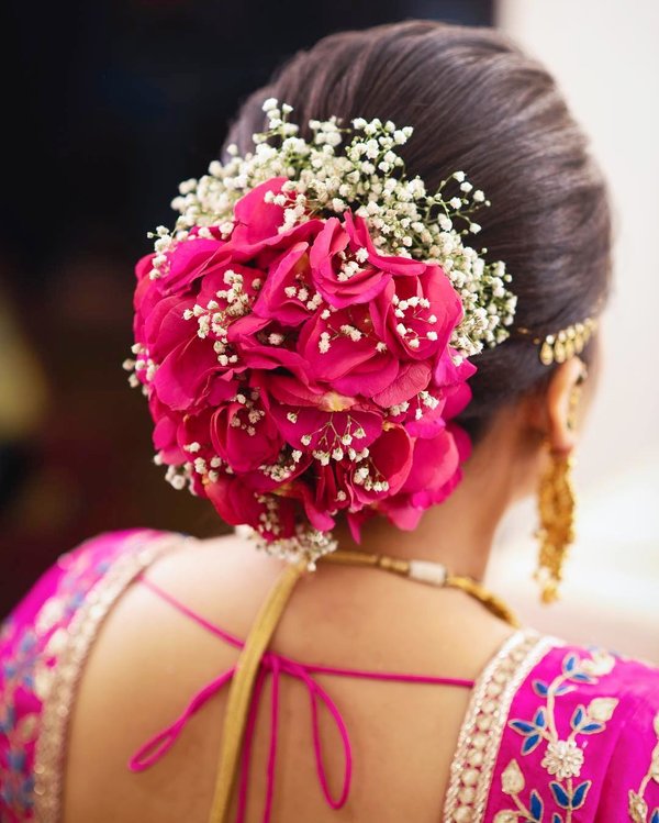 Rose Hair Bun with Flower