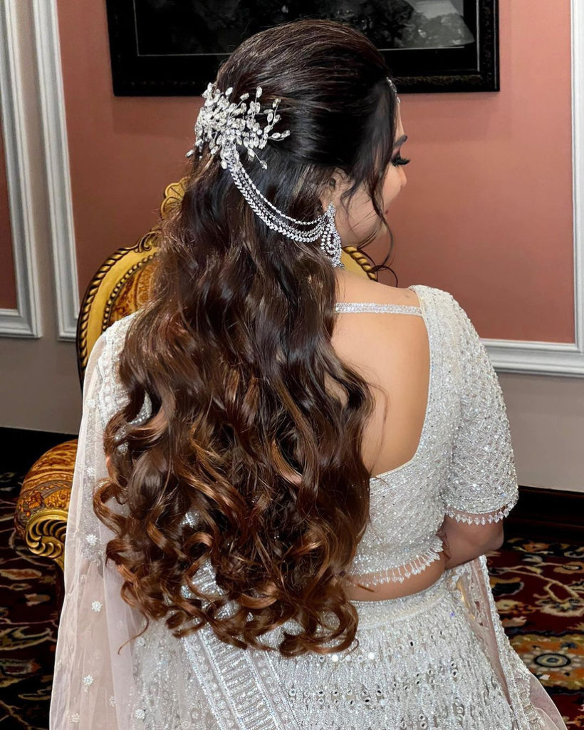 reception hairstyle for lehenga