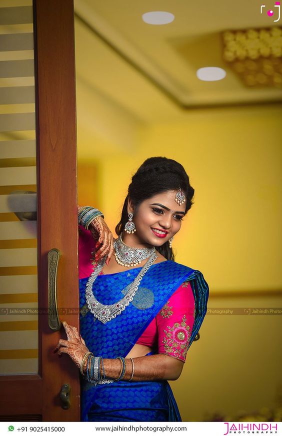 royal Blue Saree with pink blouse