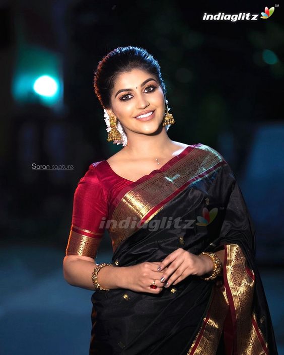 Black Saree with Red Blouse