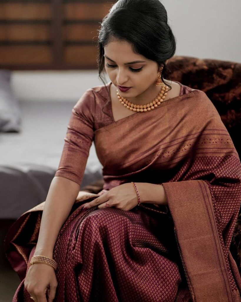 Traditional Maroon Saree