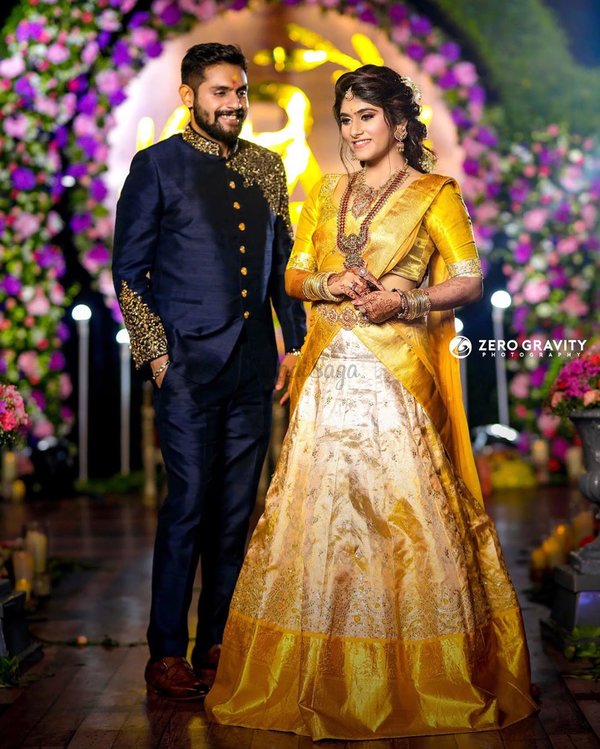 Bride in Yellow Half Saree