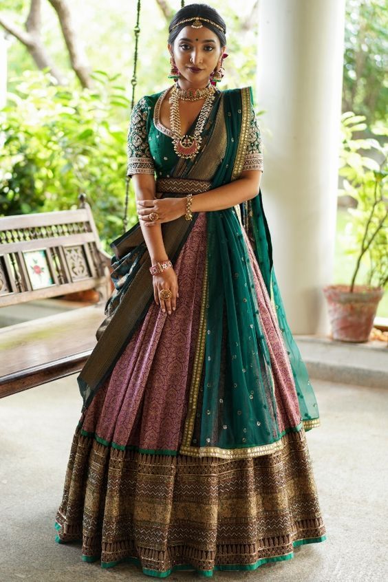 Green Bridal Half Saree