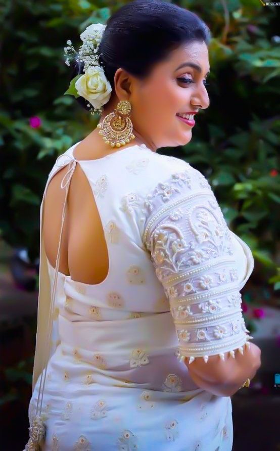 White Saree with White Blouse 