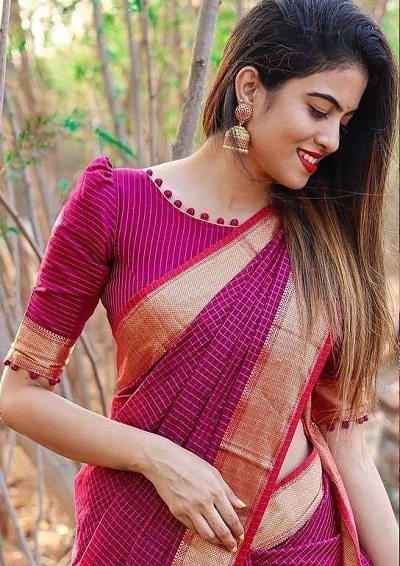 Puff Blouse Designs for Cotton Sarees