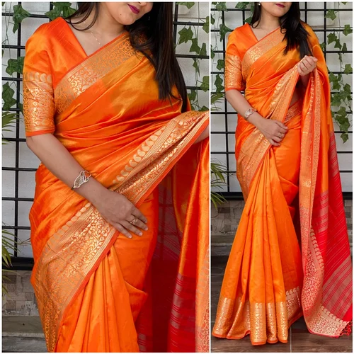 Orange Saree with Orange Blouse